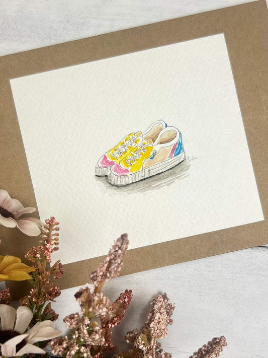 "Sneakers" - Hand Painted Watercolor Greeting Card