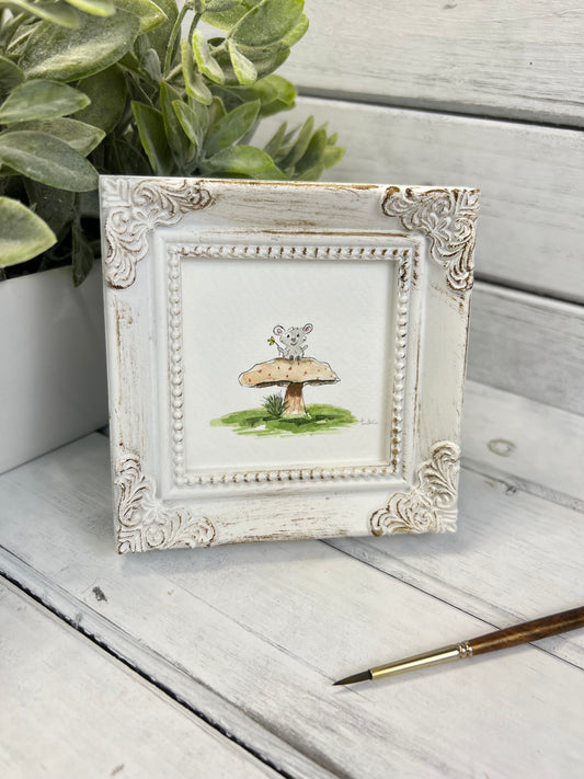 "Happy Little Mouse" - Original Watercolor Framed Art