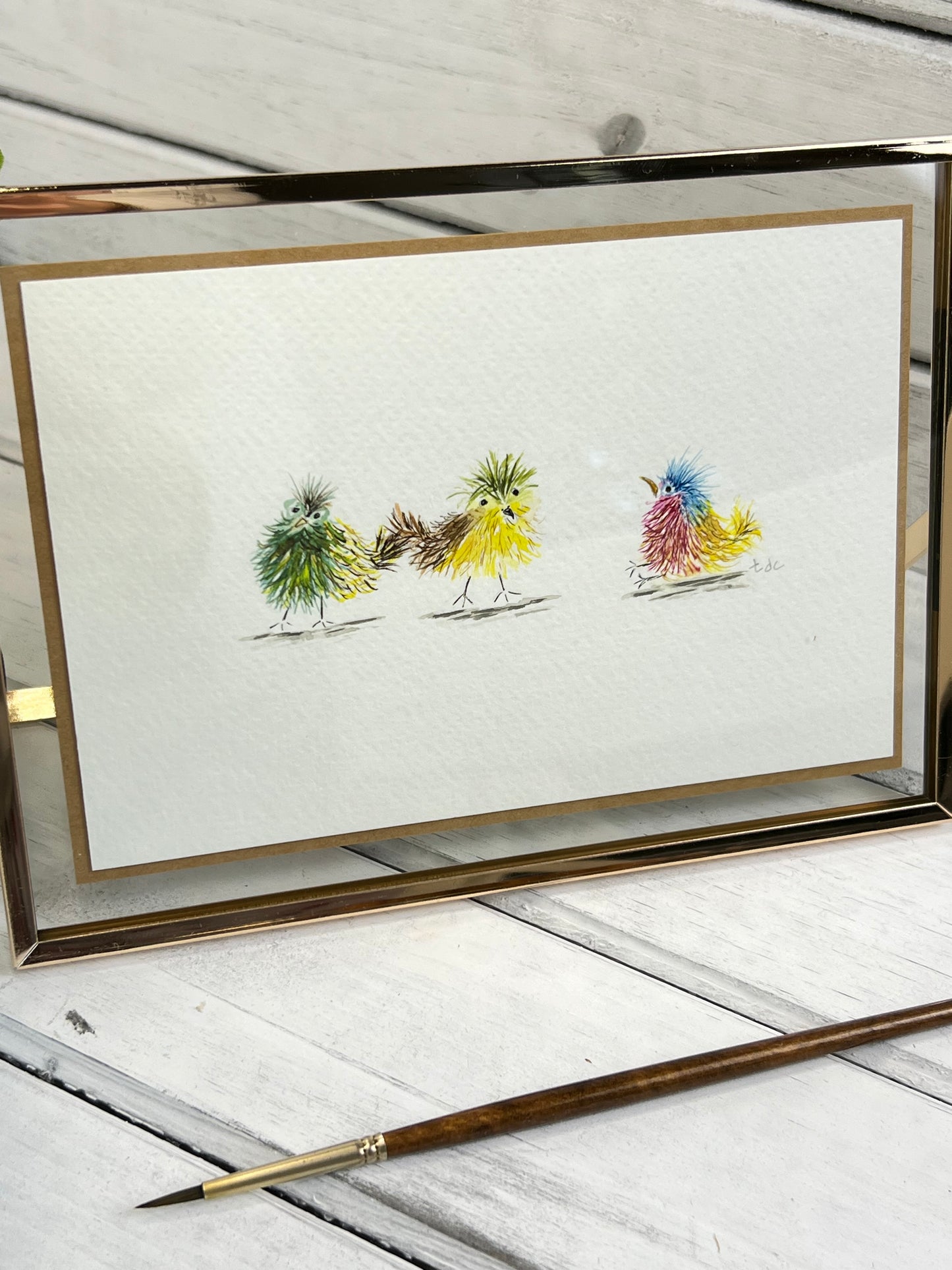 "Crazy Wild Birds" - Original Watercolor Framed Art