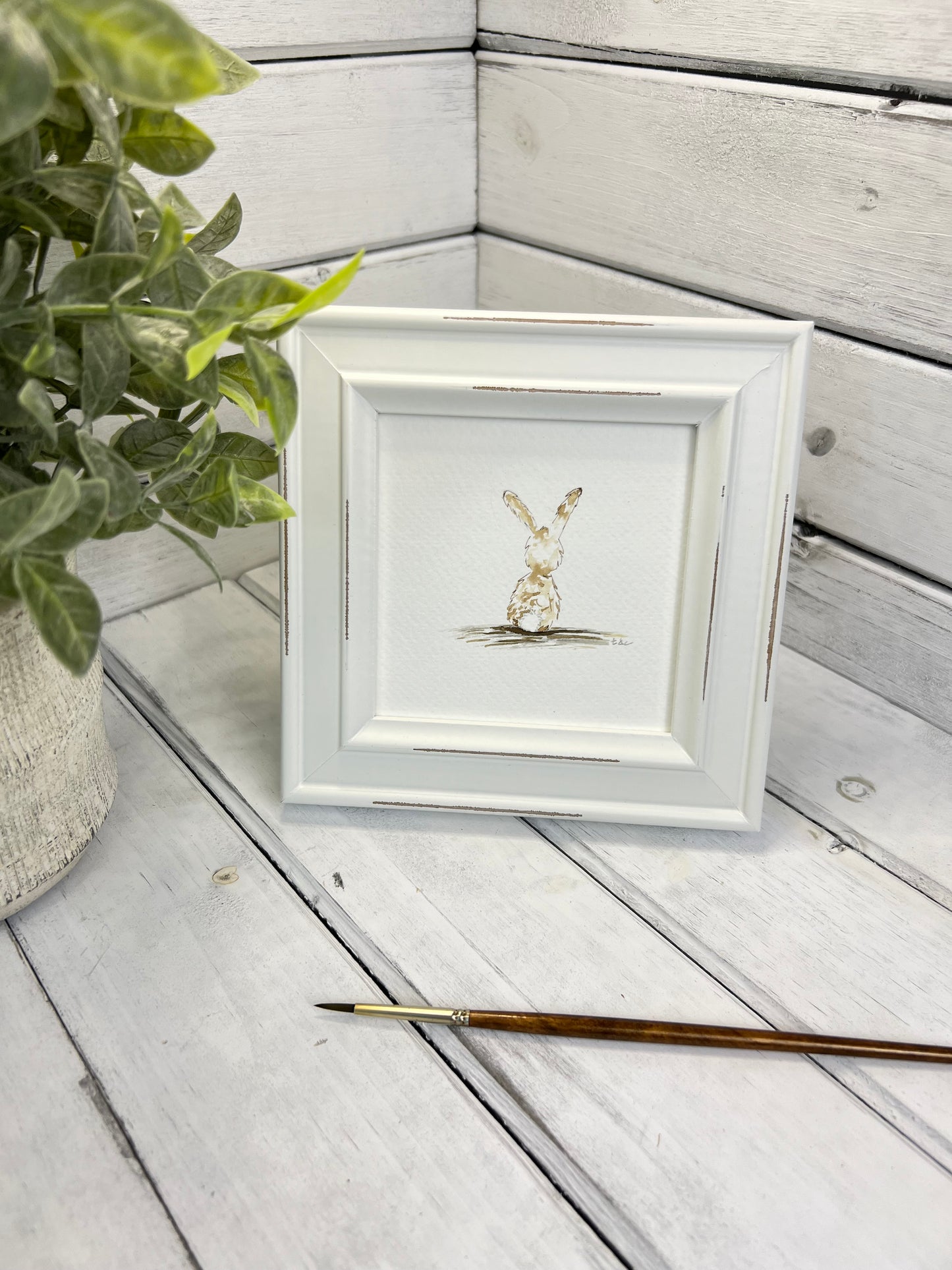 "Cute Bunny" - Original Watercolor Framed Art