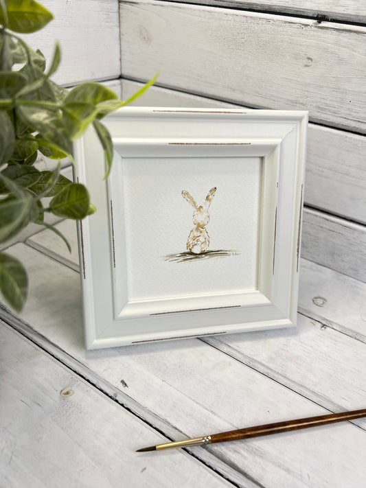 "Cute Bunny" - Original Watercolor Framed Art