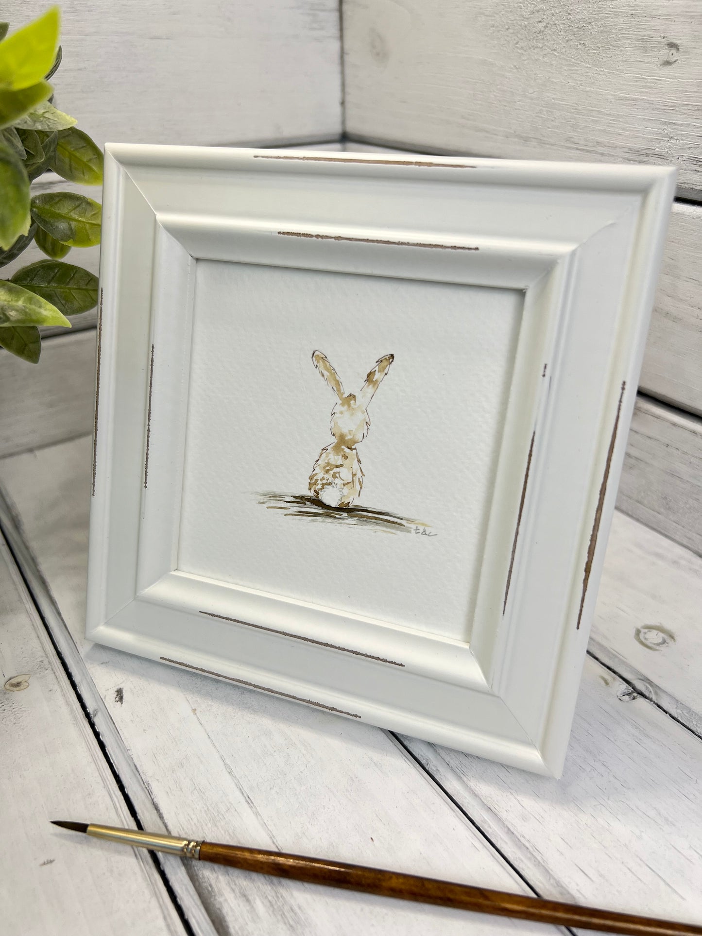 "Cute Bunny" - Original Watercolor Framed Art