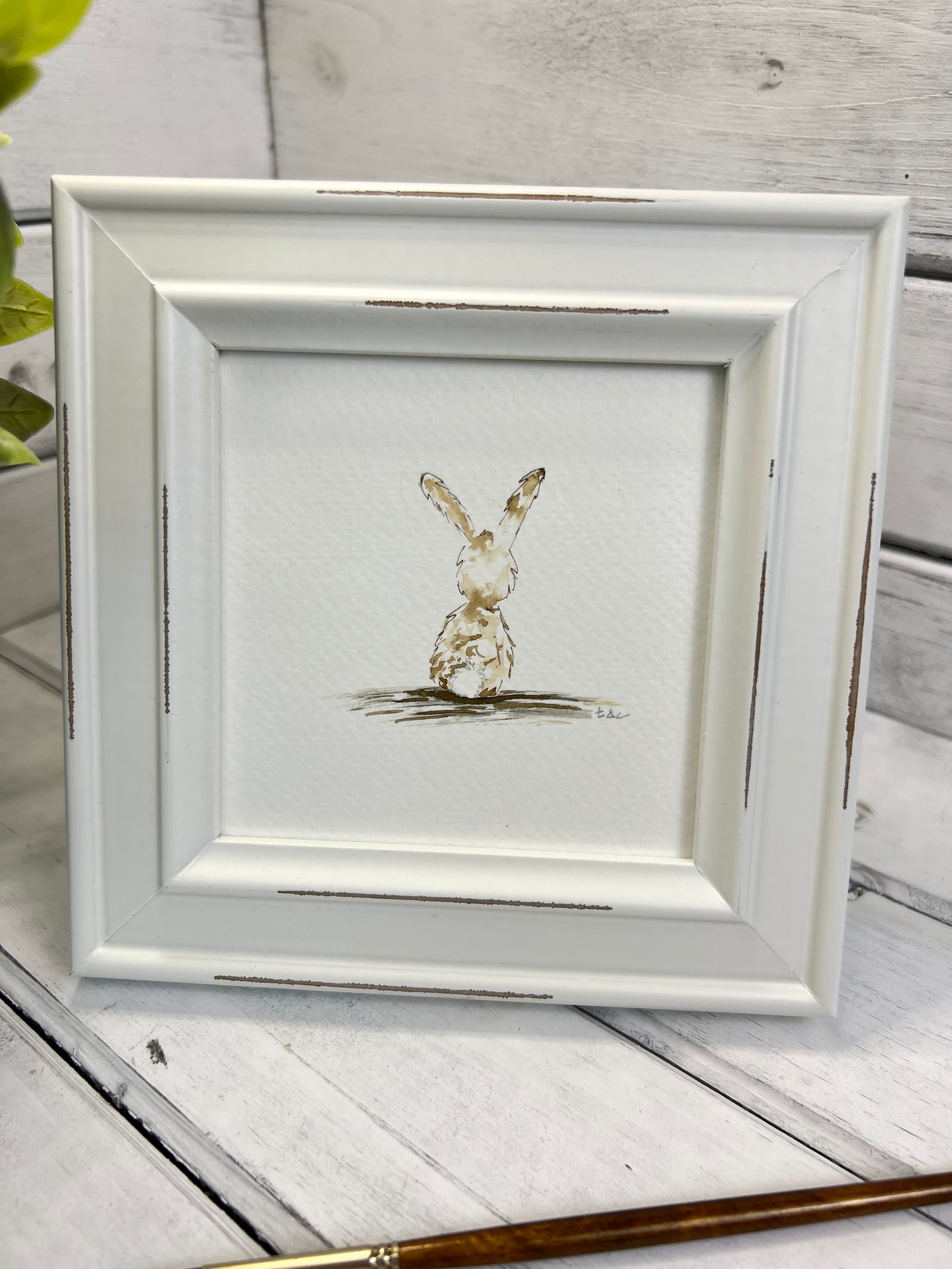 "Cute Bunny" - Original Watercolor Framed Art