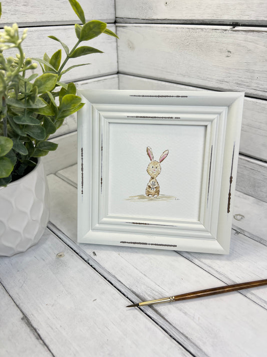 "Bunny and Friend" - Original Watercolor Framed Art