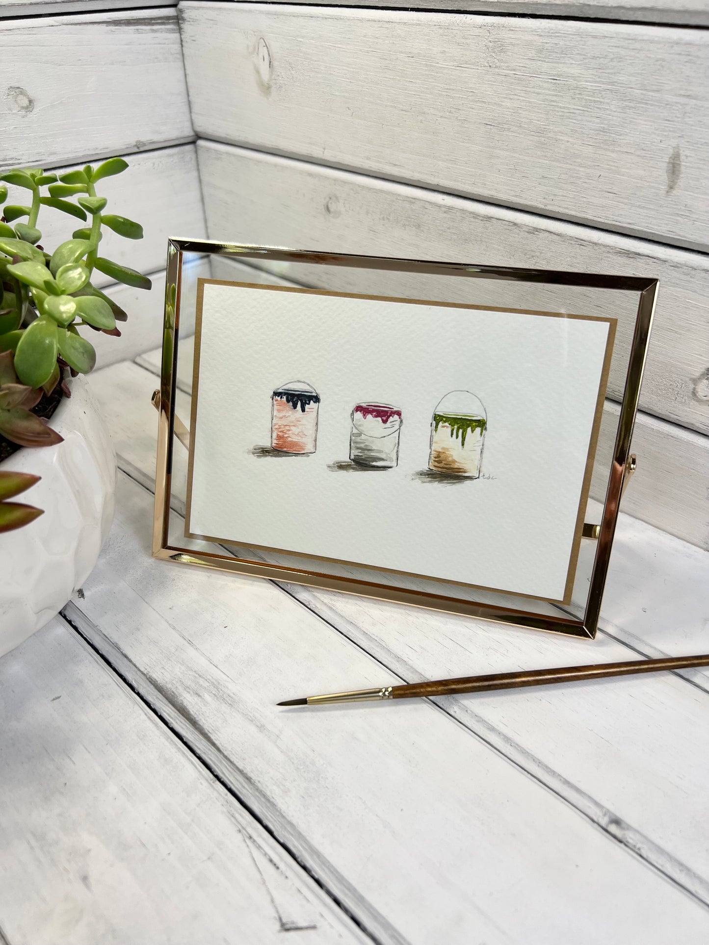 "Paint Cans" - Original Watercolor Framed Art
