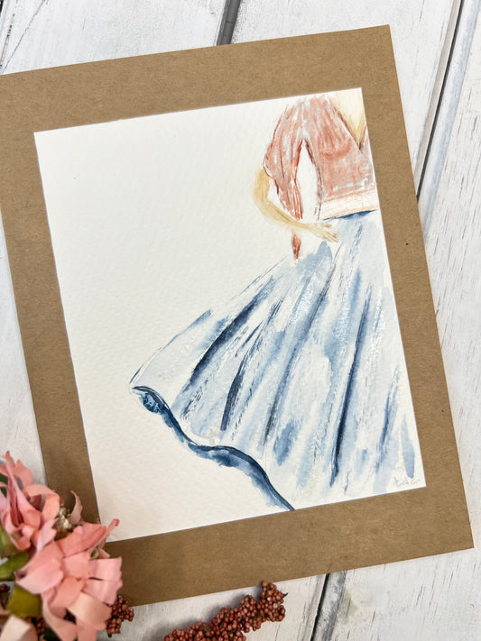 "Going Dancing" - Original Watercolor Kraft Greeting Card
