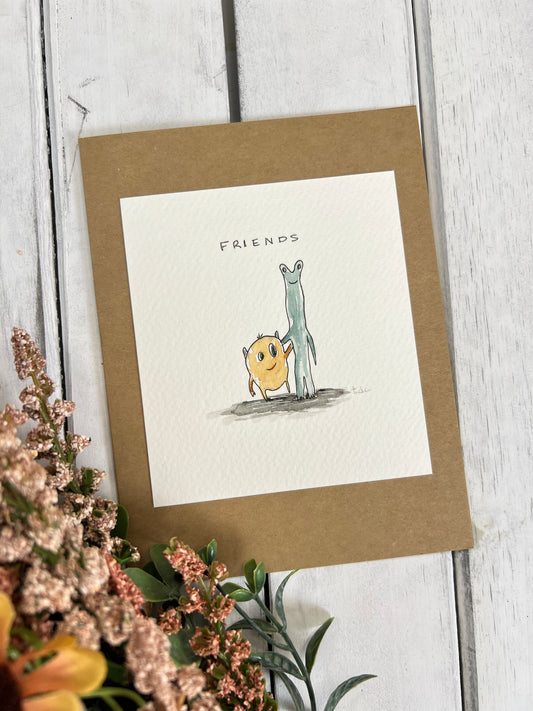 "Friends Forever" - Original Watercolor Kraft Greeting Card