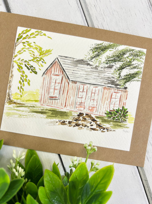 "Cottage" - Hand Painted Watercolor Greeting Card