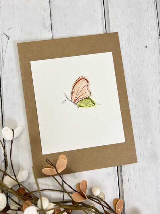 "Butterfly" - Original Watercolor Kraft Greeting Card
