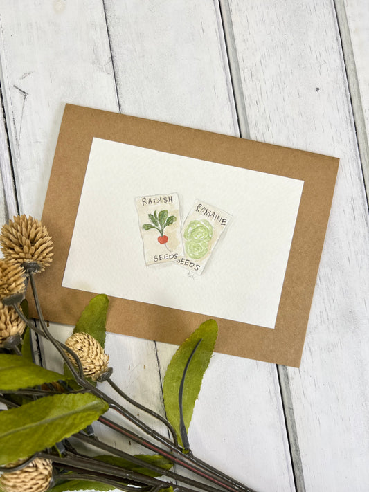 "Seed Packet" - Original Watercolor Kraft Greeting Card