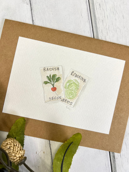 "Seed Packet" - Hand Painted Watercolor Greeting Card