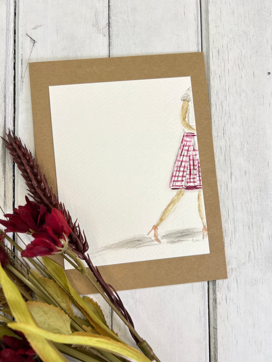 "Off to Work" - Original Watercolor Kraft Greeting Card