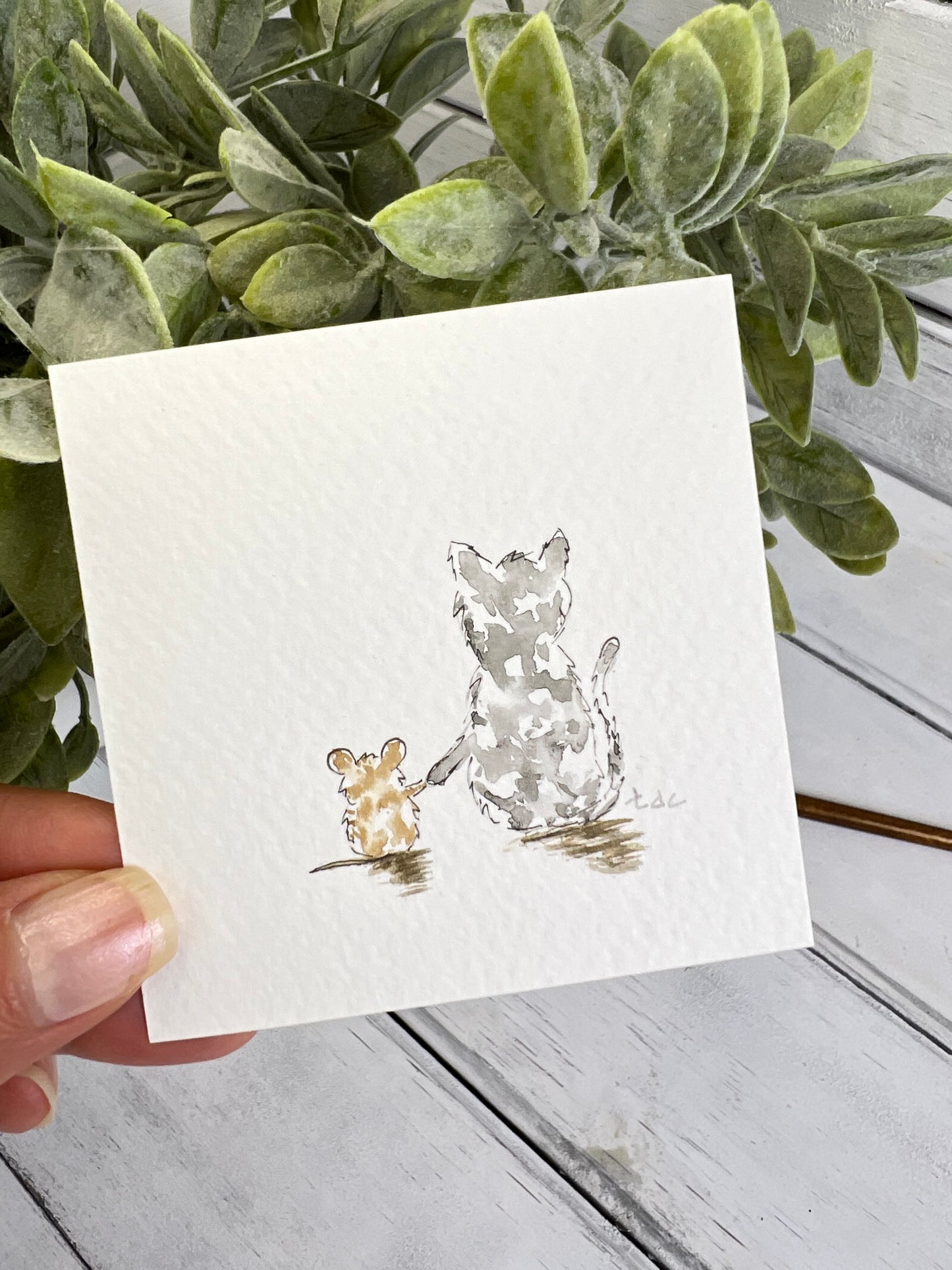 "Sticking Together" - Hand Painted Watercolor Framed Art