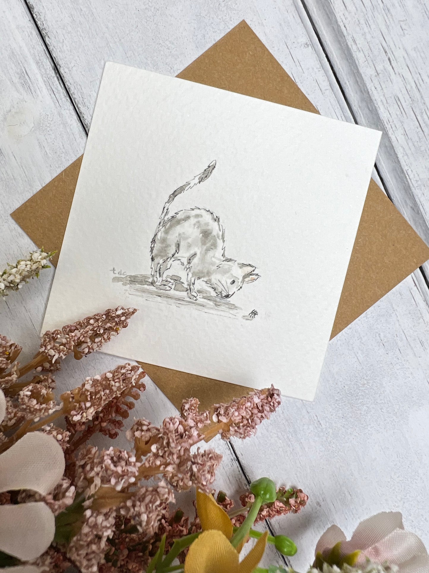 "Curious Cat" - Original Watercolor Framed Art