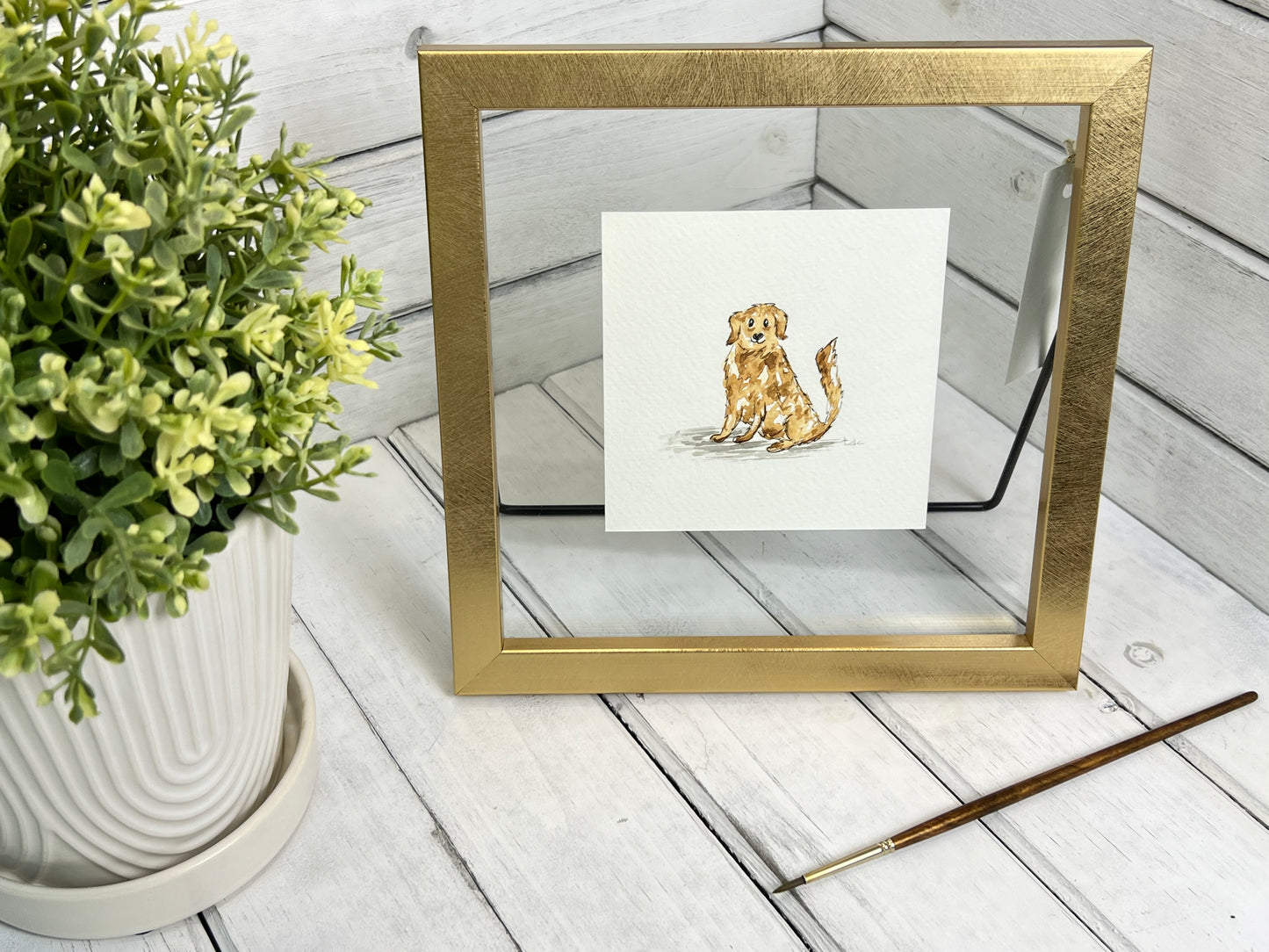 "Golden Retriever" - Original Watercolor Framed Art