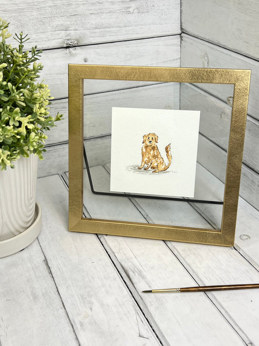 "Golden Retriever" - Original Watercolor Framed Art