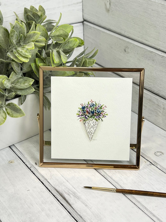 "Flower Bouquet" - Original Watercolor Framed Art