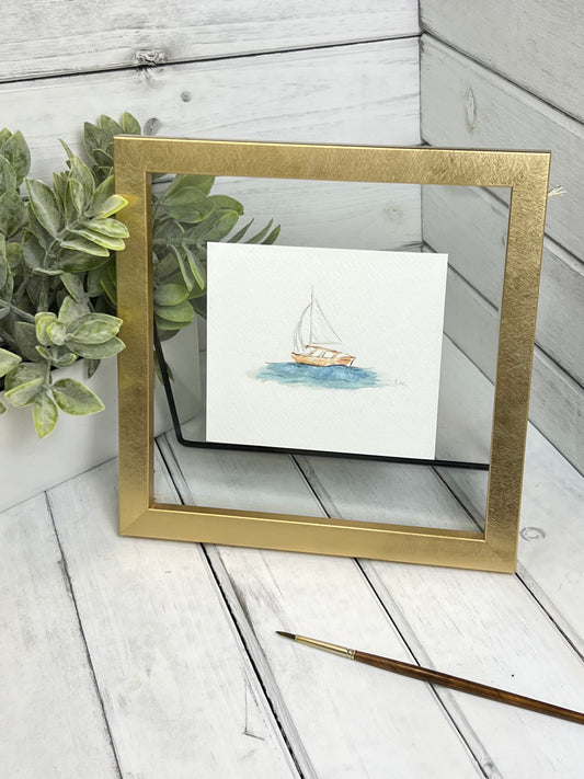 "Sail Boat" - Original Watercolor Framed Art