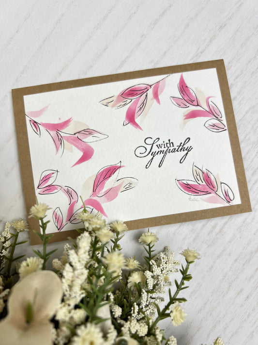 "With Sympathy" - Original Watercolor Small Kraft Greeting Card