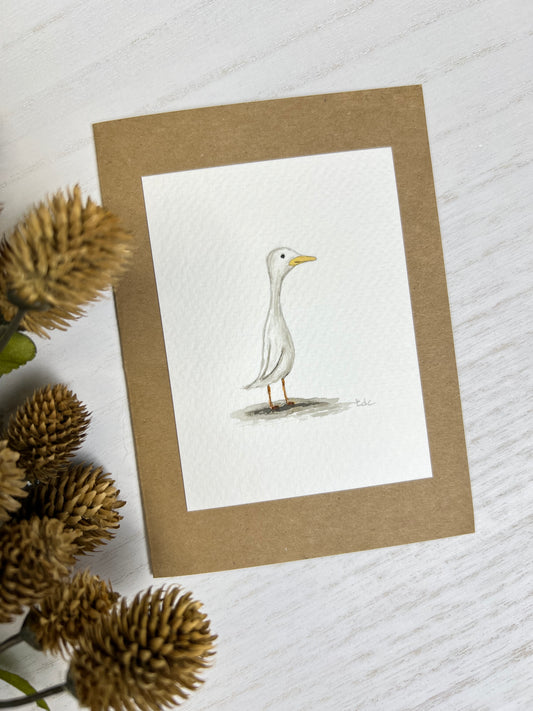 "Duck" - Original Watercolor Small Kraft Greeting Card