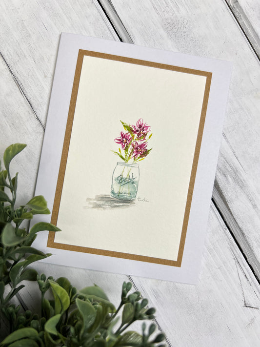 "Flower Bouquet" - Original Watercolor Small Greeting Card