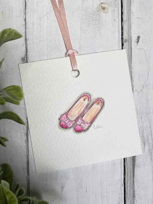 Gift Tag "Ballet Shoes" - Hand Painted Watercolor