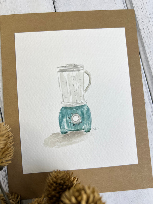 "Blender" - Hand Painted Watercolor Greeting Card