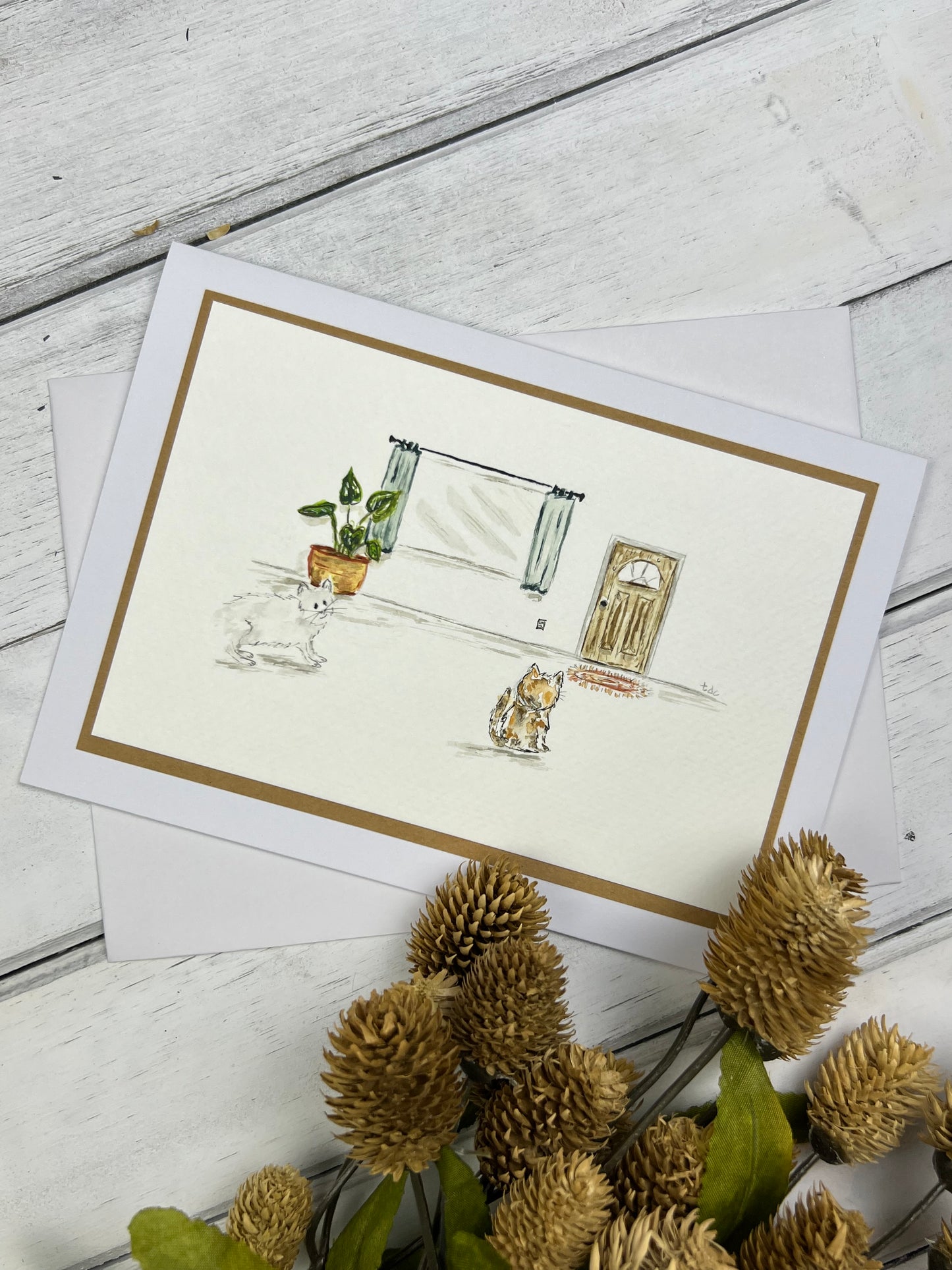 "Cats" - Hand Painted Watercolor Greeting Card
