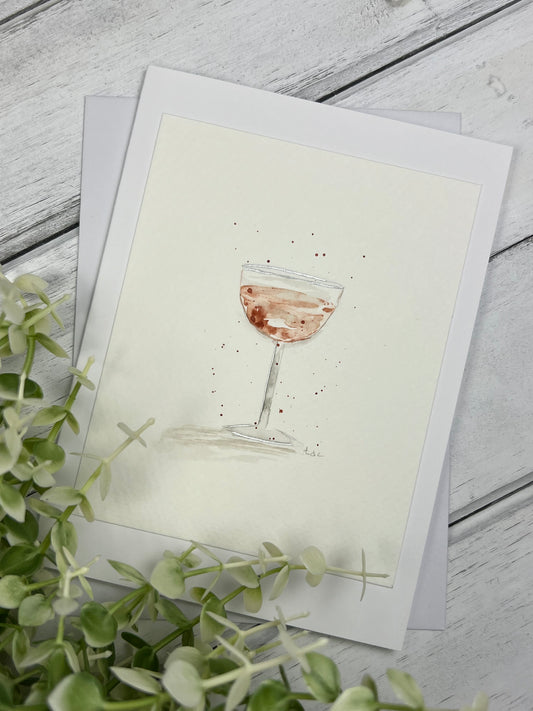 "A Little Bubbly" - Hand Painted Watercolor Greeting Card