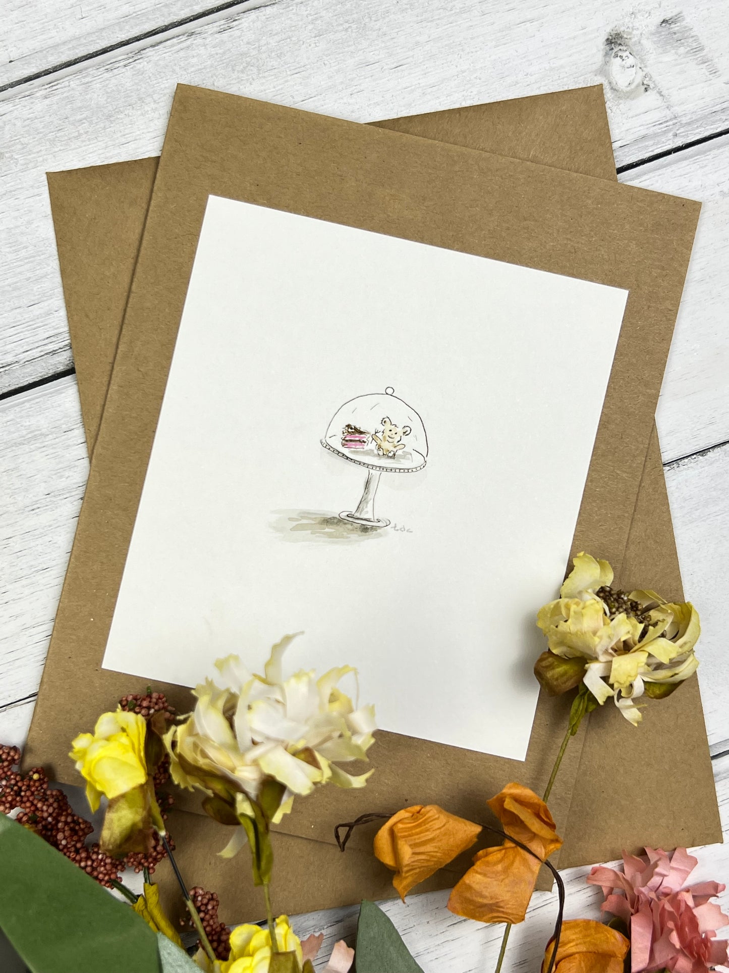"Sweet Mouse" - Hand Painted Watercolor Greeting Card