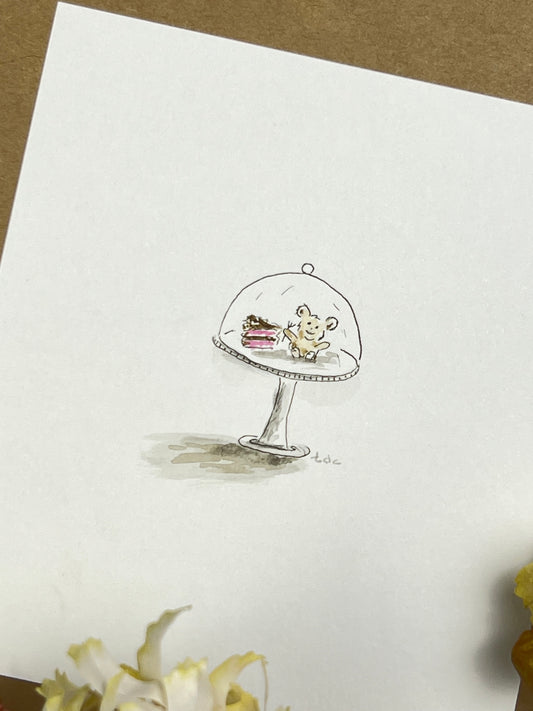 "Sweet Mouse" - Hand Painted Watercolor Greeting Card
