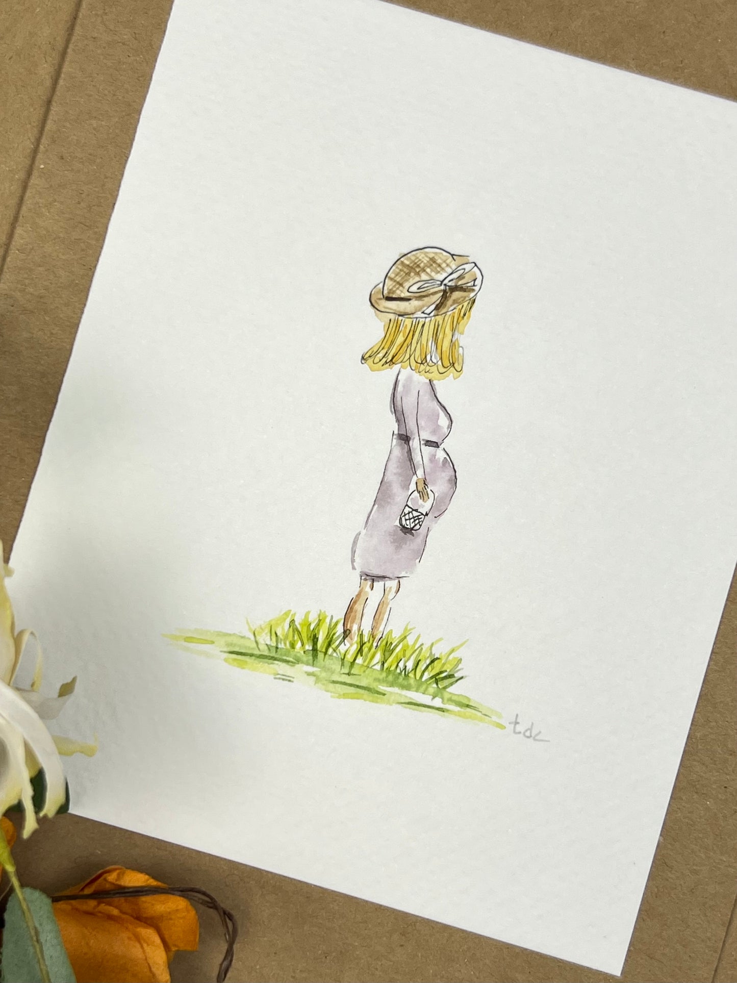 "Pregnant Mama" - Hand Painted Watercolor Greeting Card