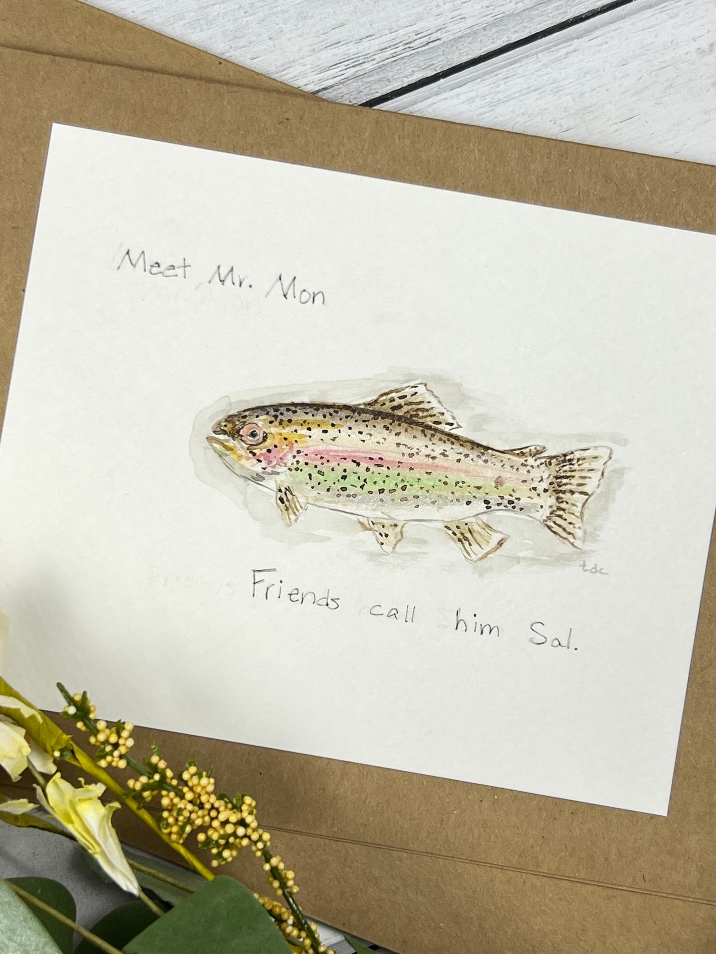 "Salmon" - Hand Painted Watercolor Greeting Card