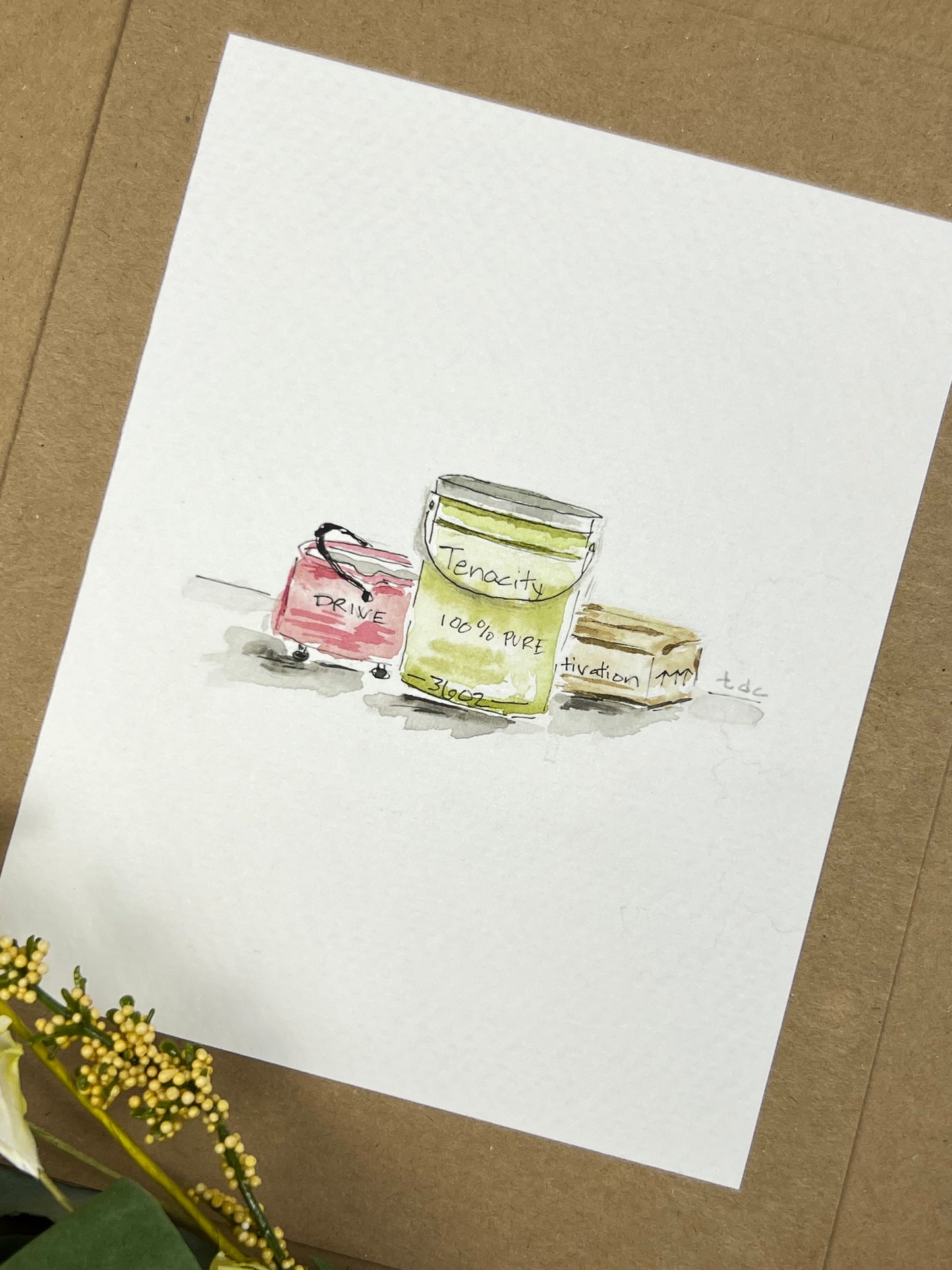 "Tenacity, Motivation & Drive" - Hand Painted Watercolor Greeting Card