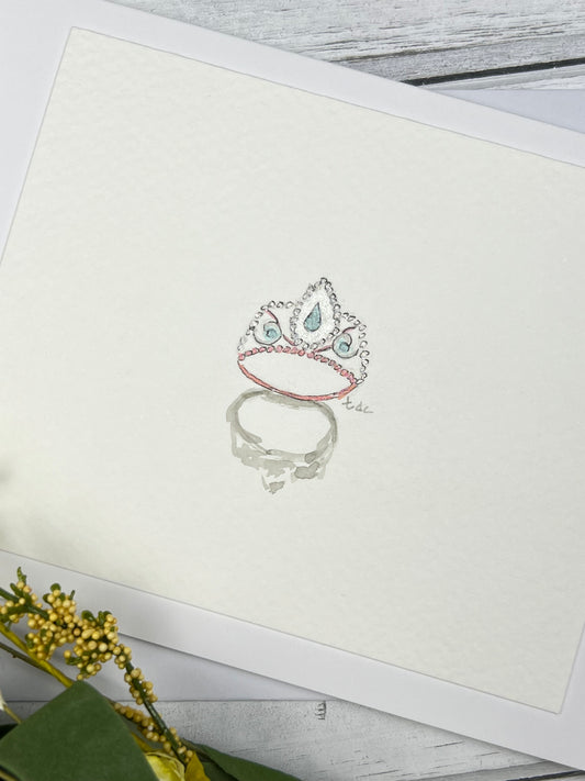 "Crown" - Hand Painted Watercolor Greeting Card