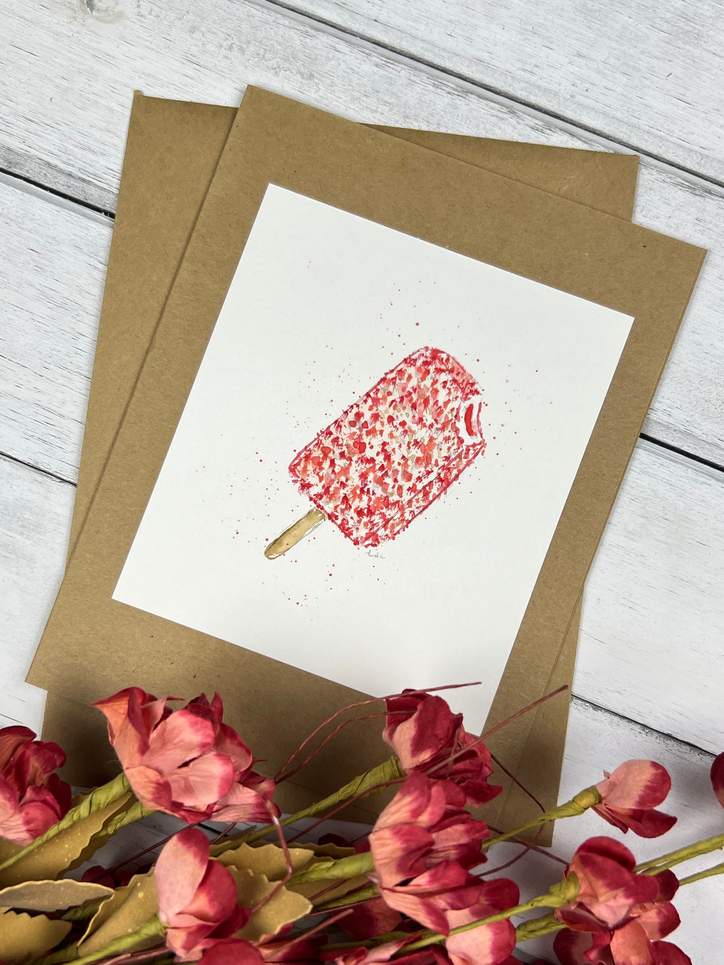 "Ice Cream" - Hand Painted Watercolor Greeting Card