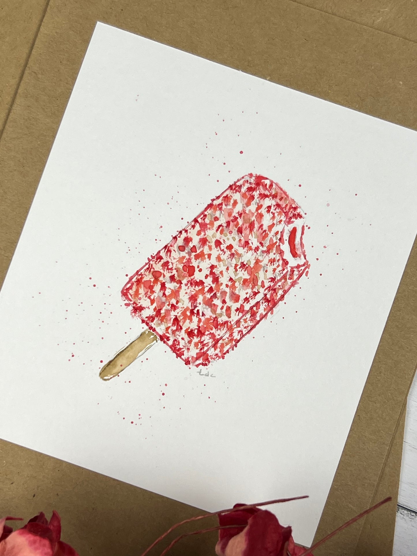 "Ice Cream" - Hand Painted Watercolor Greeting Card