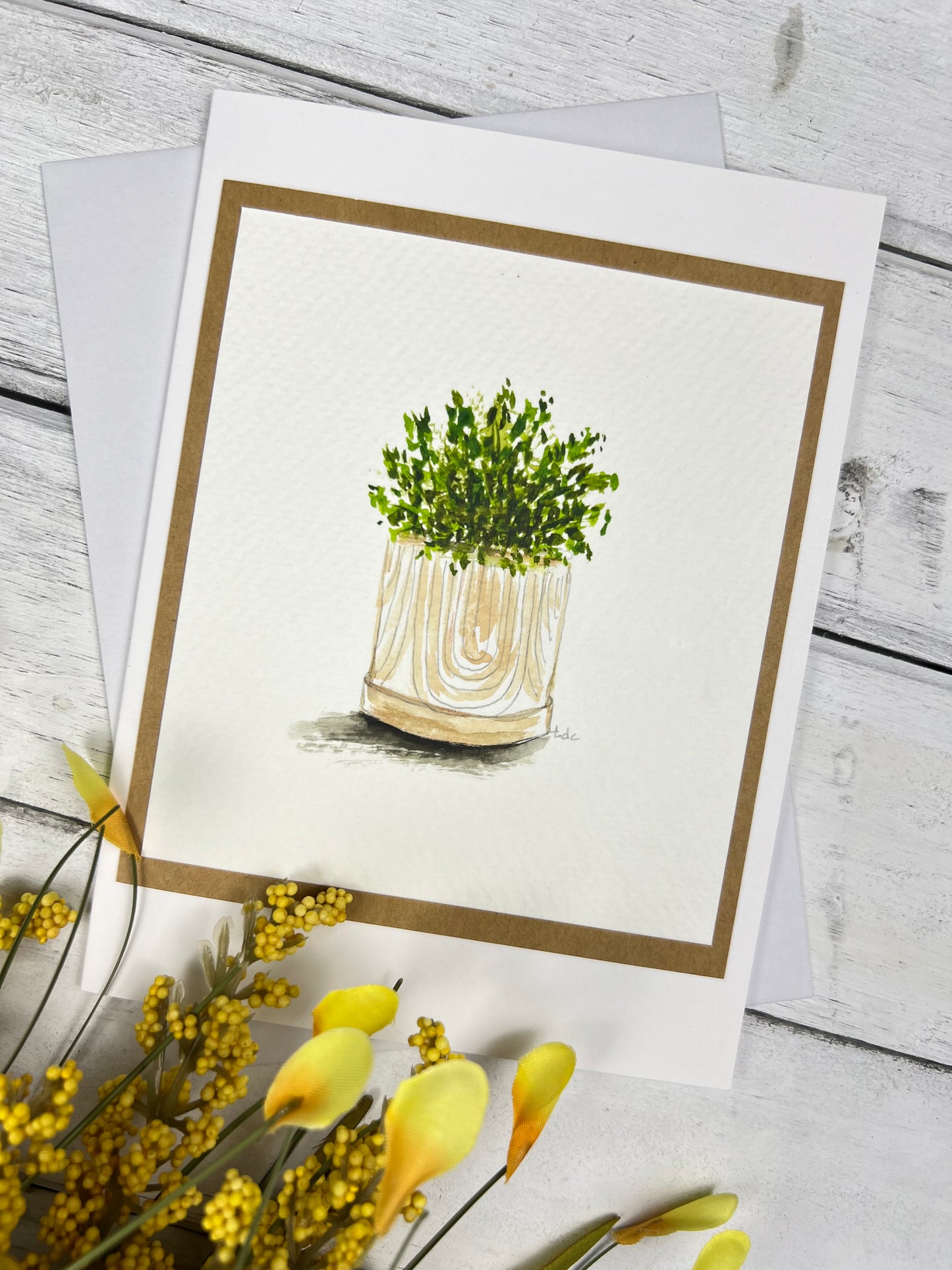 "Modern House Plant" - Hand Painted Watercolor Greeting Card