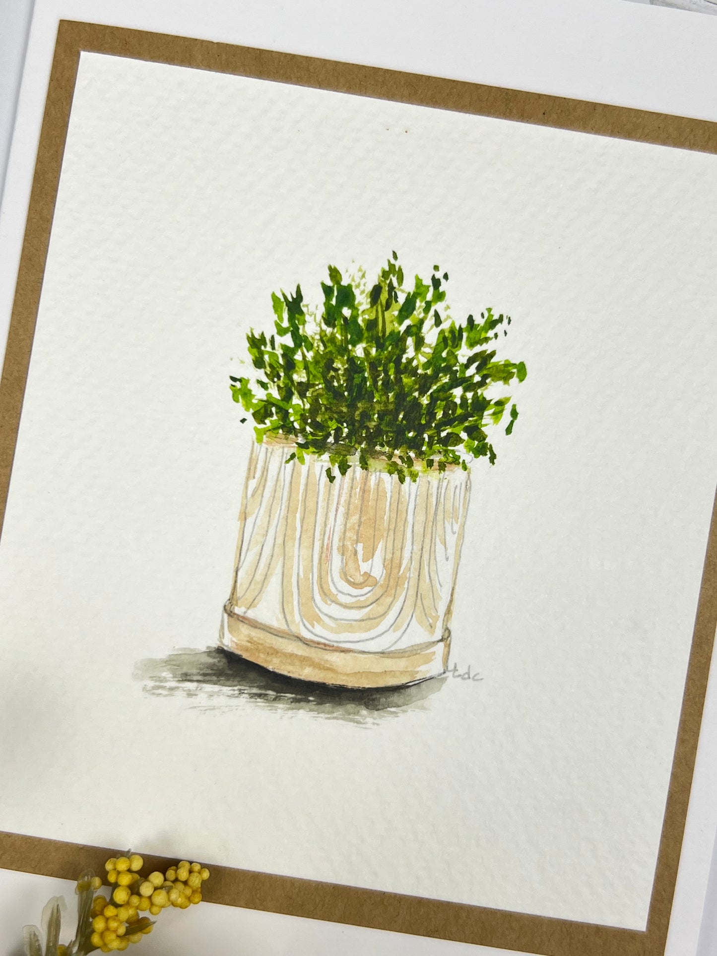 "Modern House Plant" - Hand Painted Watercolor Greeting Card