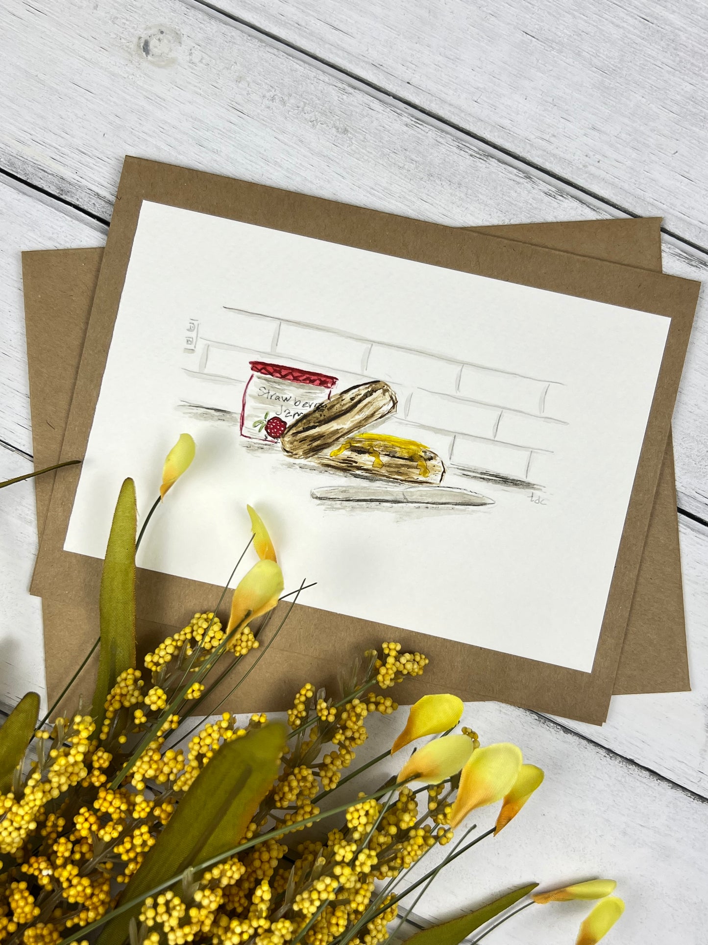"Snack Time" - Hand Painted Watercolor Greeting Card