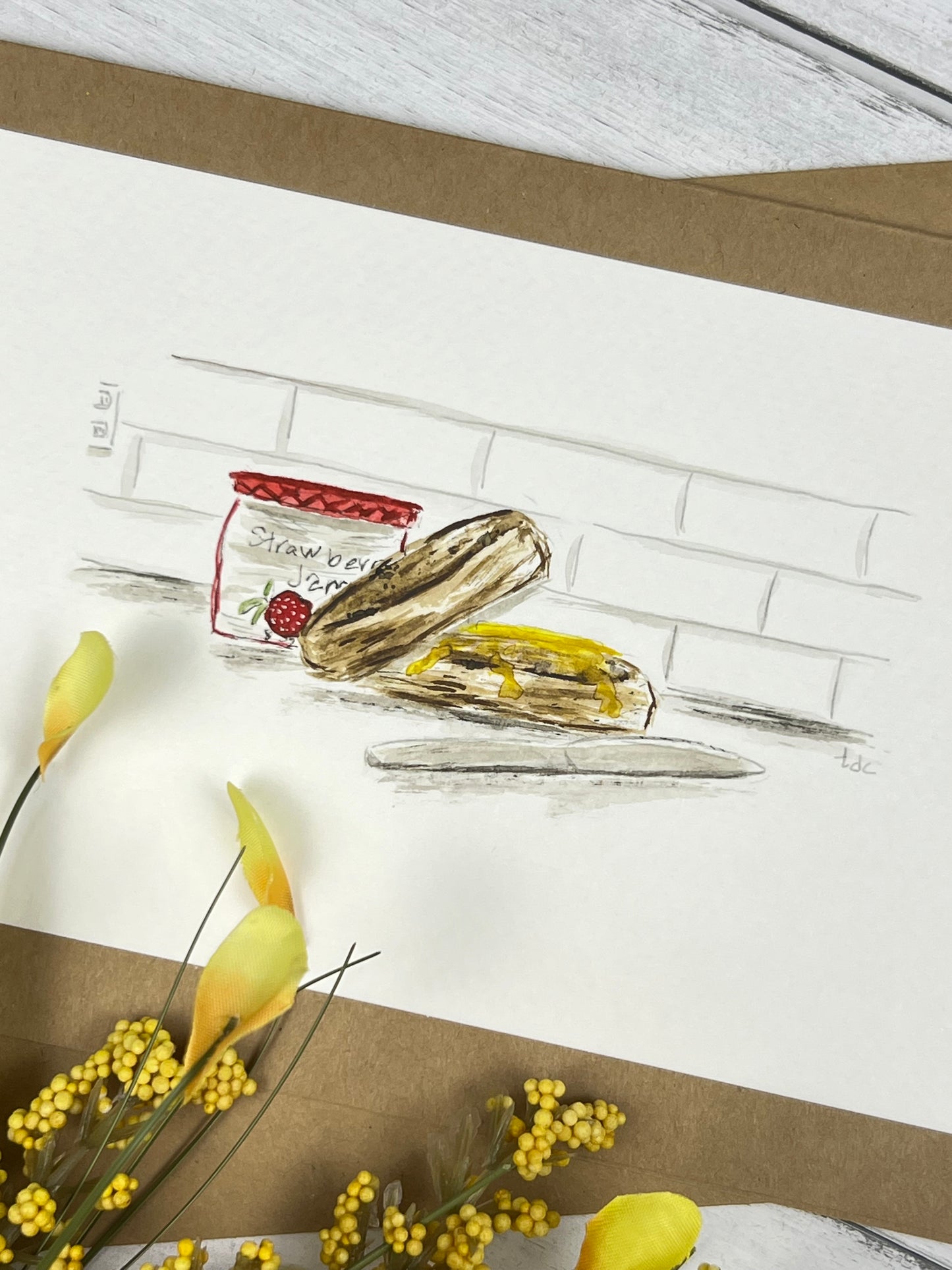 "Snack Time" - Hand Painted Watercolor Greeting Card