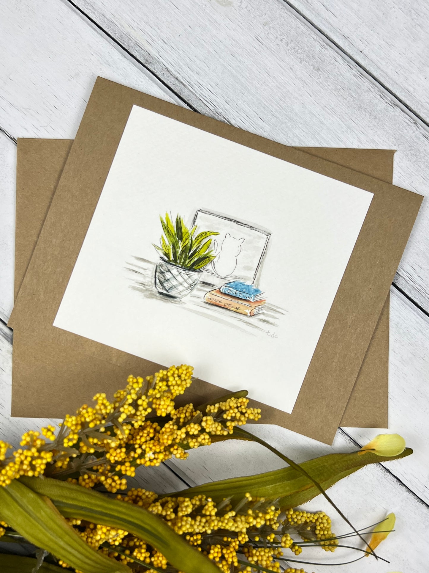 "Home Decor" - Hand Painted Watercolor Greeting Card