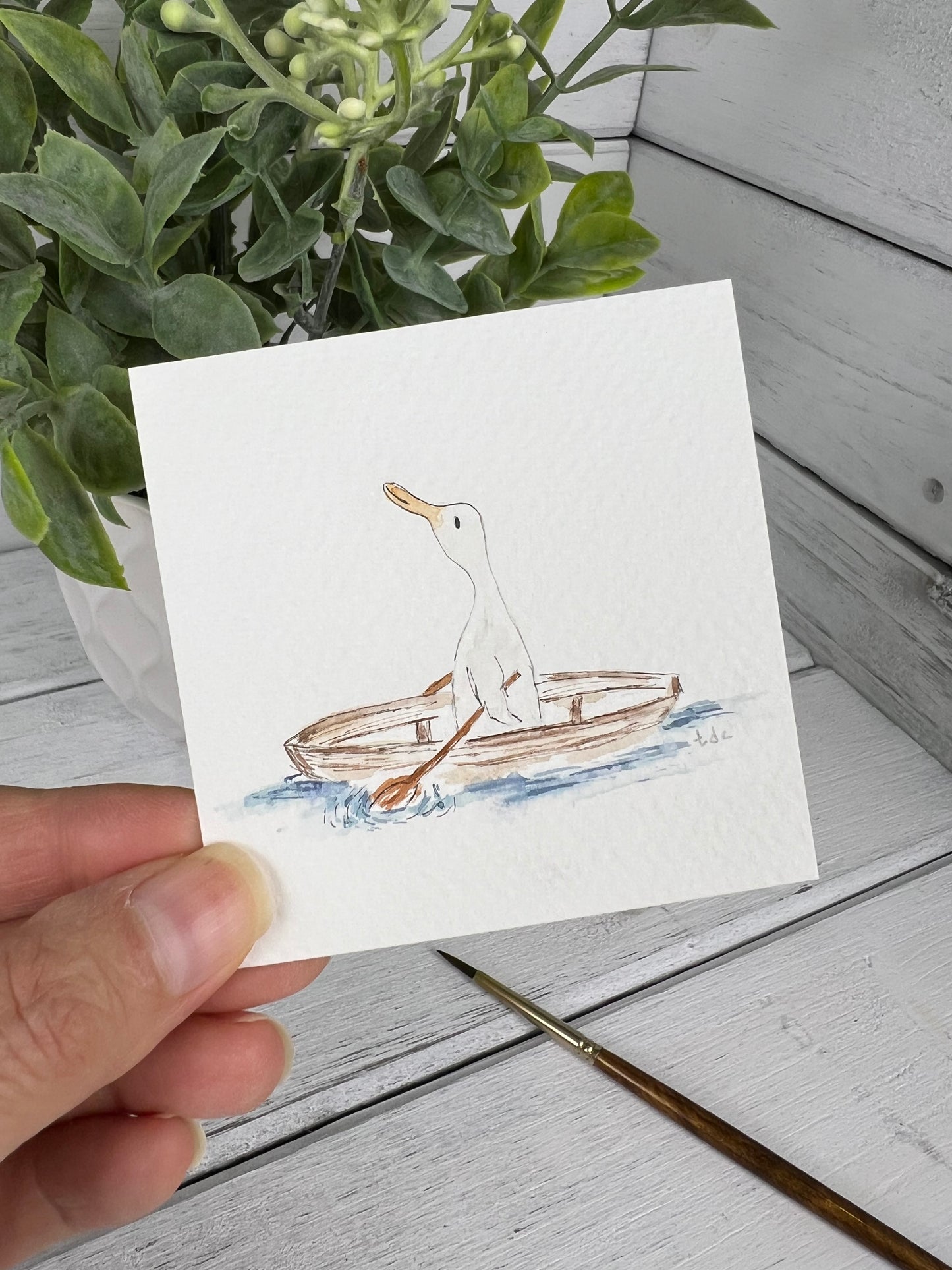 "Duck Paddling" - Hand Painted Watercolor Framed Art