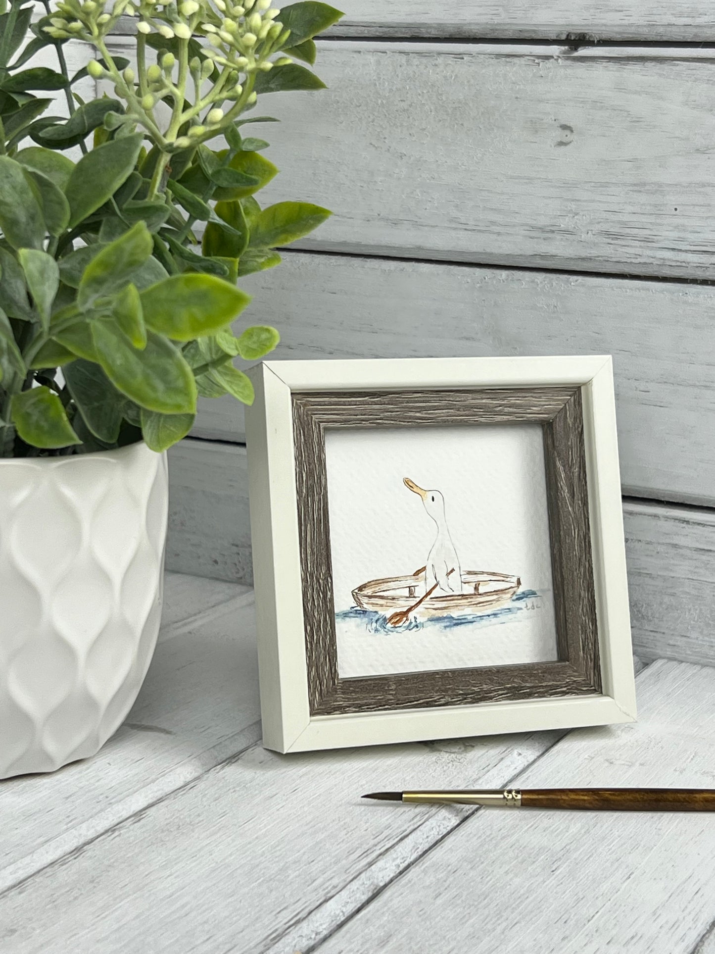 "Duck Paddling" - Hand Painted Watercolor Framed Art