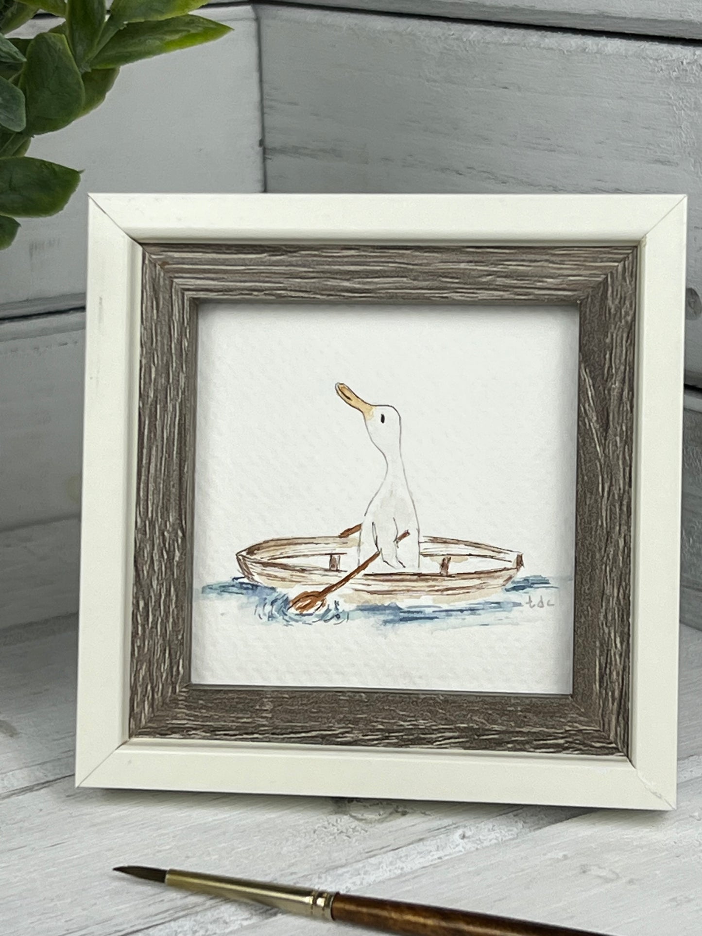 "Duck Paddling" - Hand Painted Watercolor Framed Art