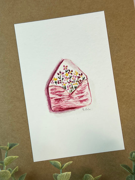 "Floral Envelope" - Hand Painted Watercolor Greeting Card