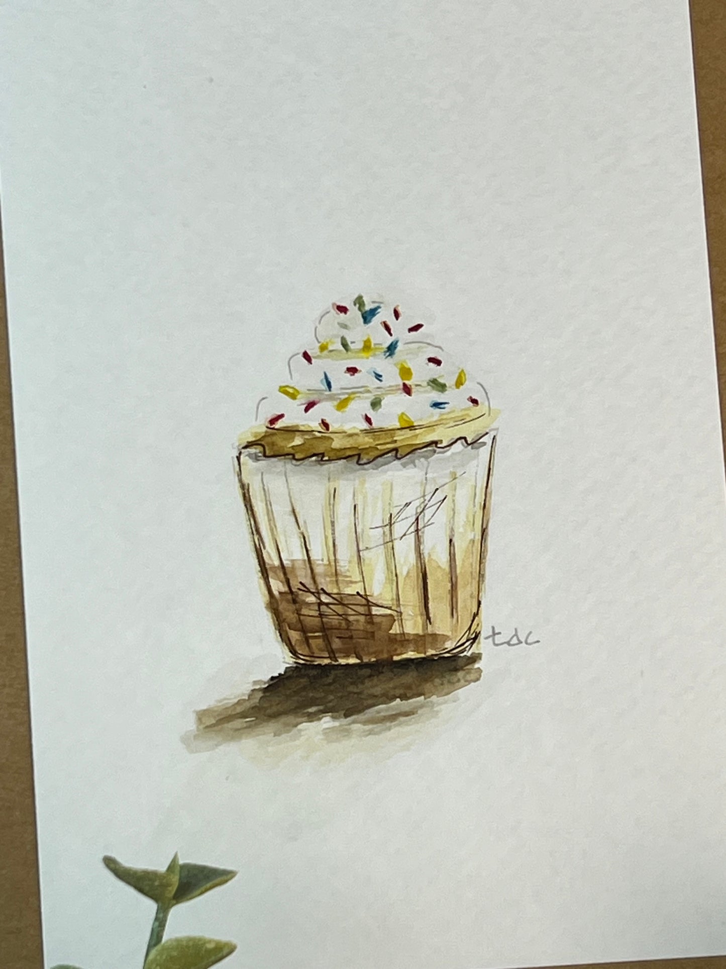 "Cupcake" - Hand Painted Watercolor Greeting Card