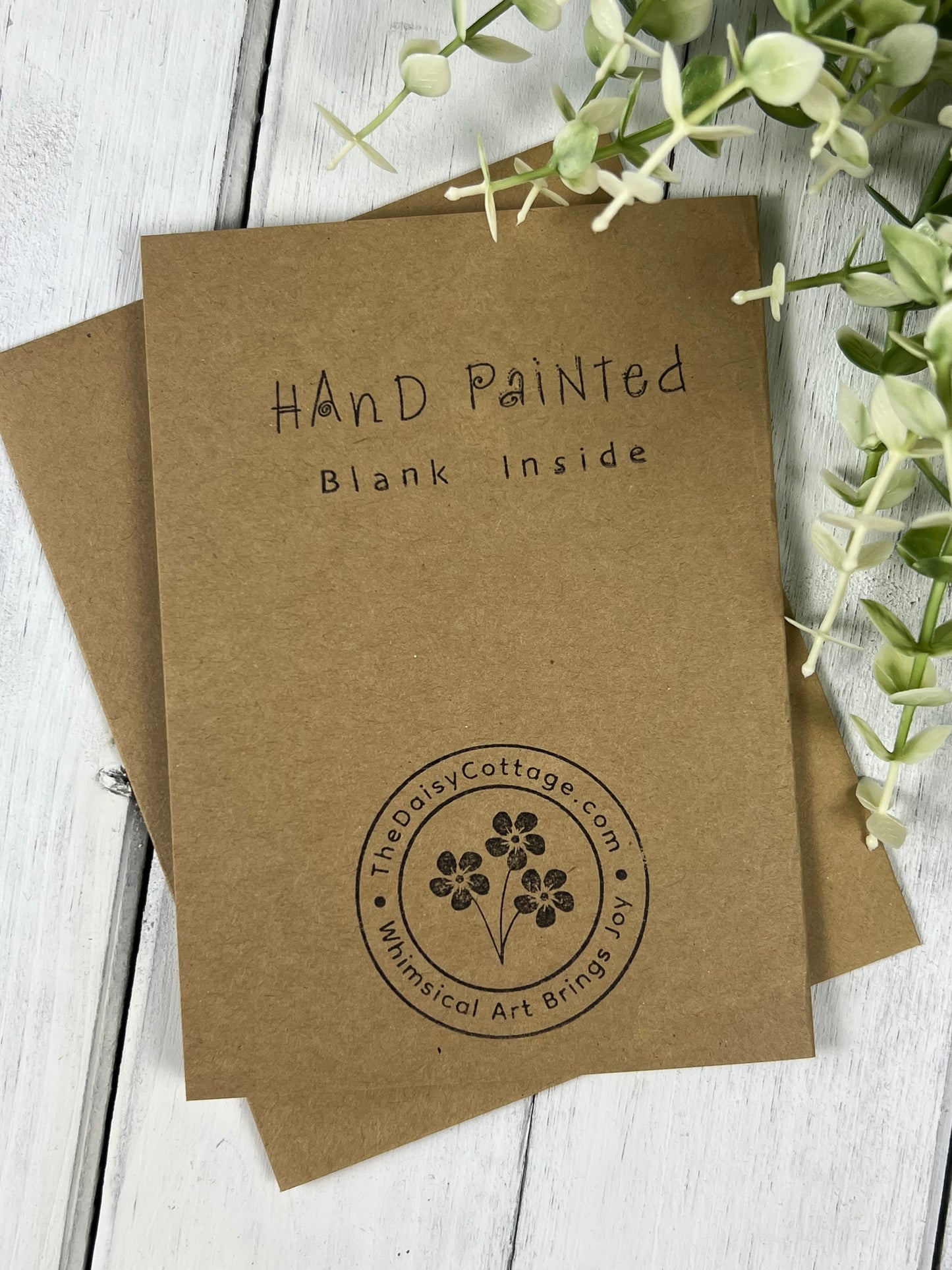 "Green Leaf Thank You" - Hand Painted Watercolor Greeting Card