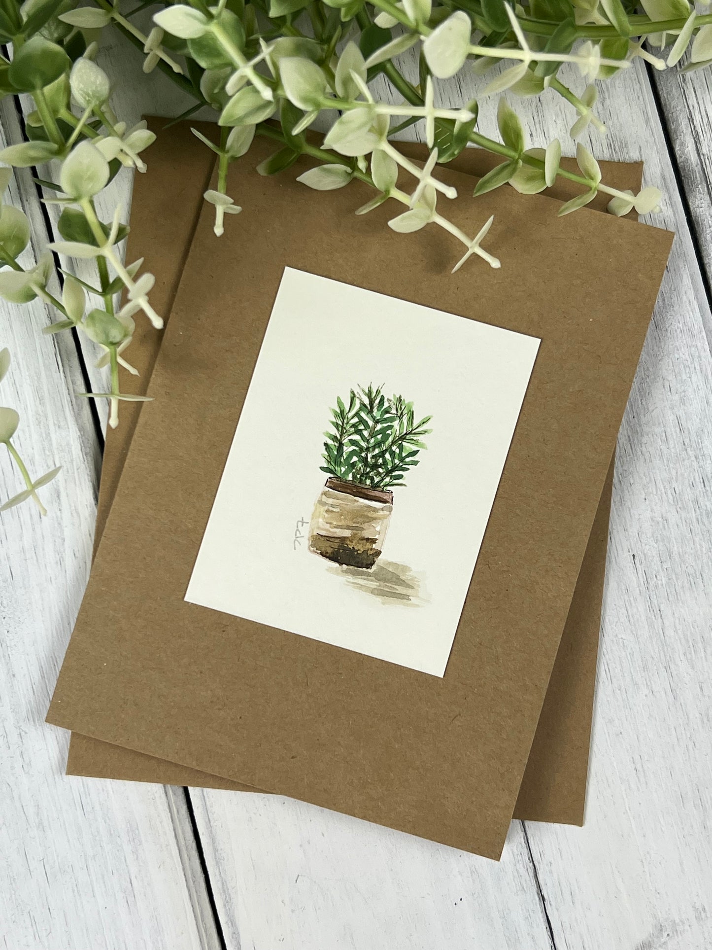 "House Plant" - Hand Painted Watercolor Greeting Card