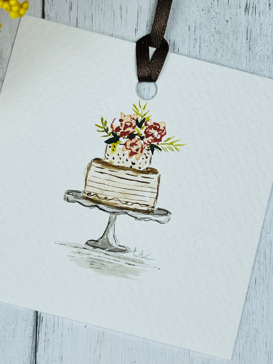 Gift Tag "Cake" - Hand Painted Watercolor